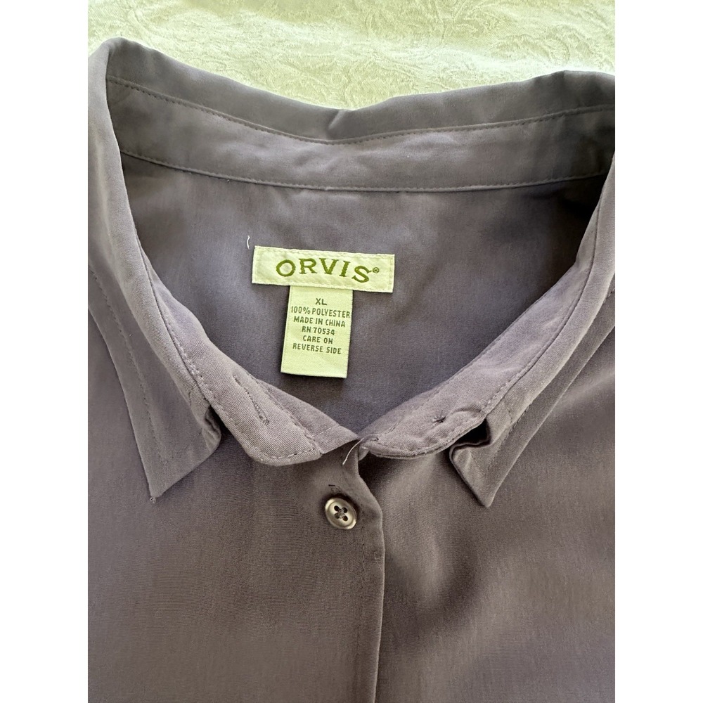 Orvis Men's XL Purple Solid Long Sleeve Button-Front Point Collar Dress Shirt - Picture 10 of 13